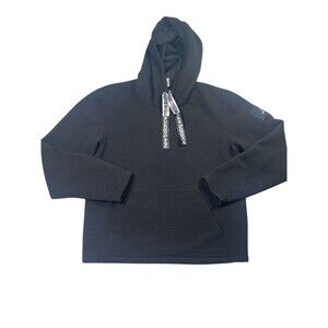 New Balance Hoodie Men's S Black Textured Kangaroo Pockets Long Sleeve Pullover